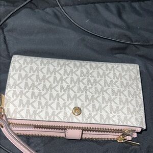 Michael Kors Monogram Cream and Pink Wallet